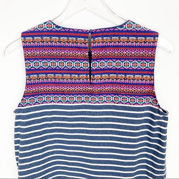 THML | Boho Striped Embroidered Shift Dress - Picture 8 of 9